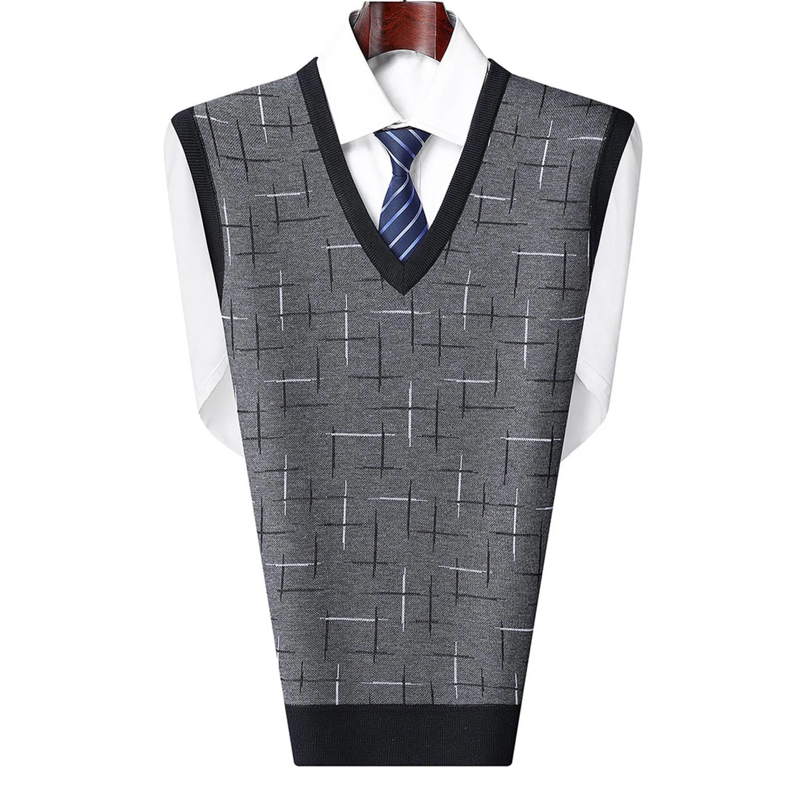 Зимний теплый мужской шерстяной жилет мужская модная повседневная однотонная