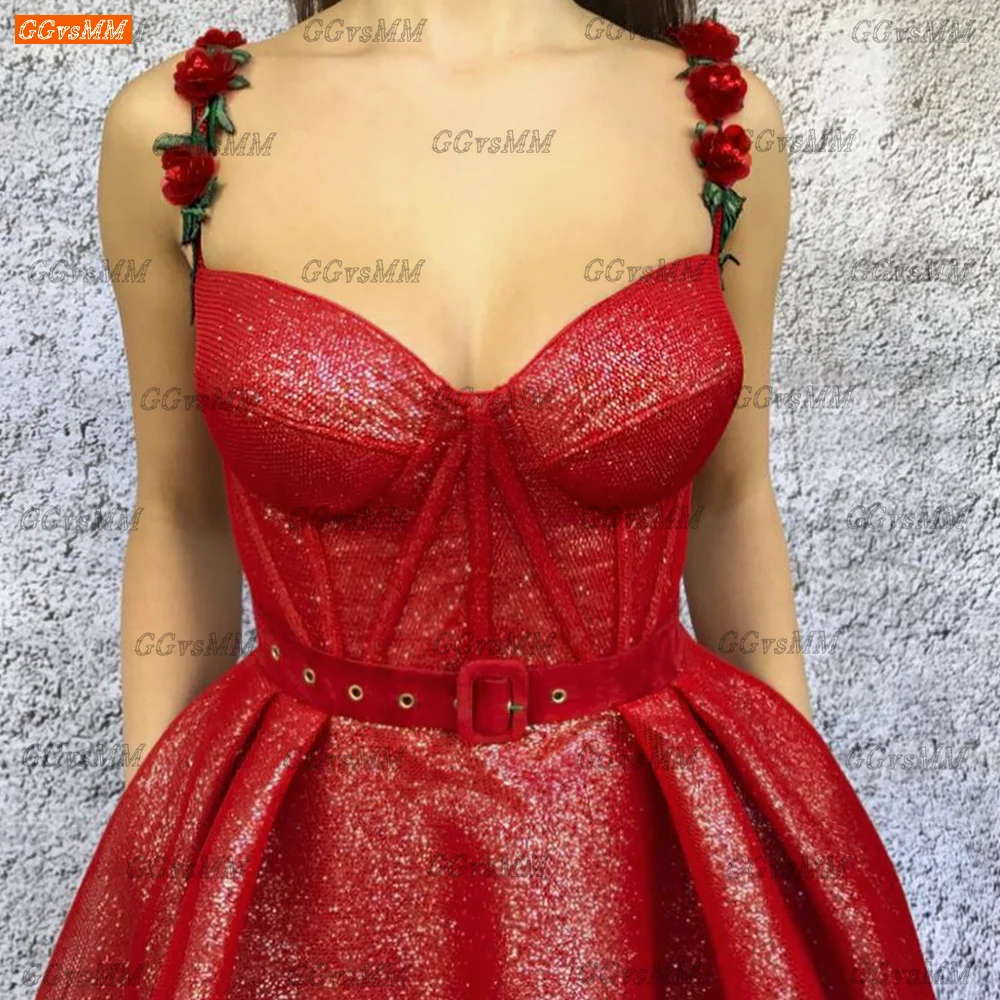 Сверкающие красные вечерние платья для женщин 2022 Robe De Soirée Mariage ТРАПЕЦИЕВИДНОЕ