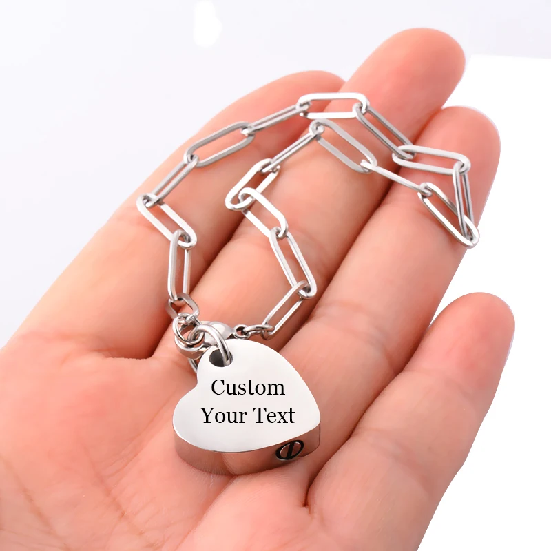

Heart Cremation Bracelet Fashion Simple Stainless Steel Urn Bangles for Pet/Human Ashes Memorial Keepsake Ash Jewelry Gift