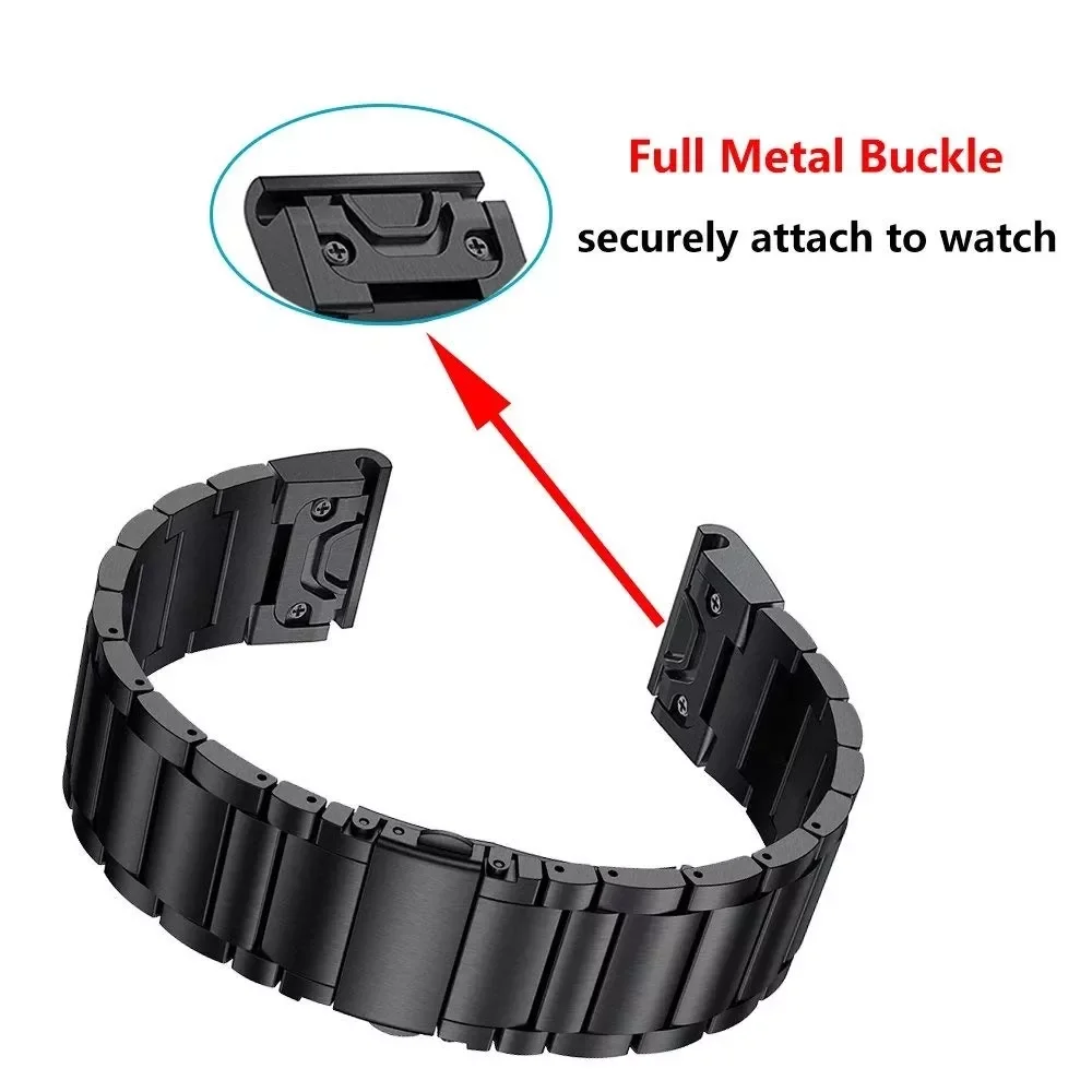 Metal Watchband Strap for Garmin Fenix 5X 5 6X 6 Pro 3HR 7 7X Easyfit Quick Release Stainless Steel Bands Fenix6 Fenix5 Bracelet