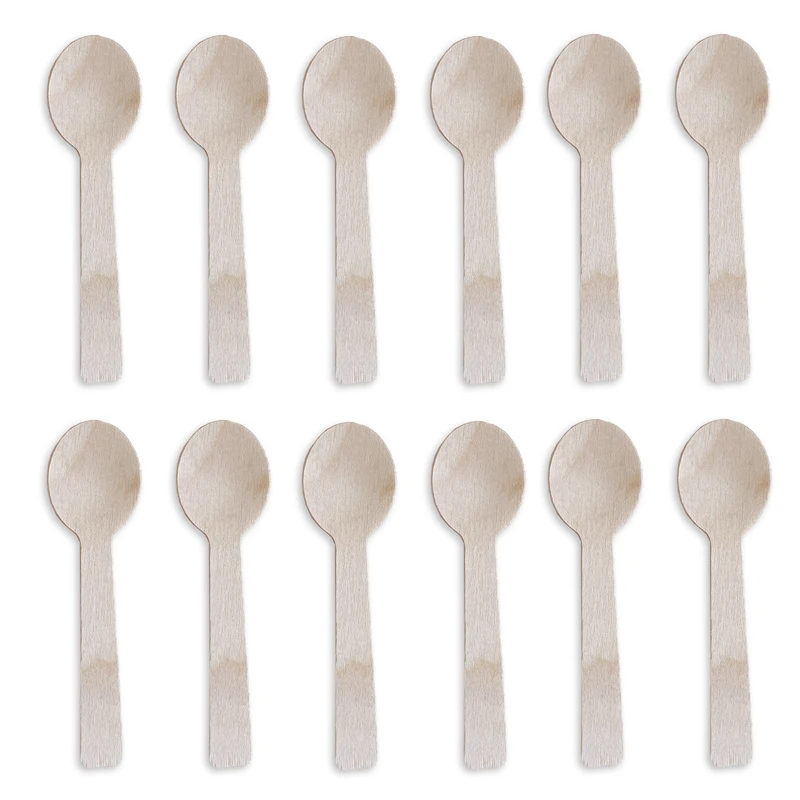 100 stücke Einweg Gesunde neue holz kuchen löffel Glatte Natürliche Eis Löffel Dessert kid löffel für Joghurt mini kleine löffel – Detail 4