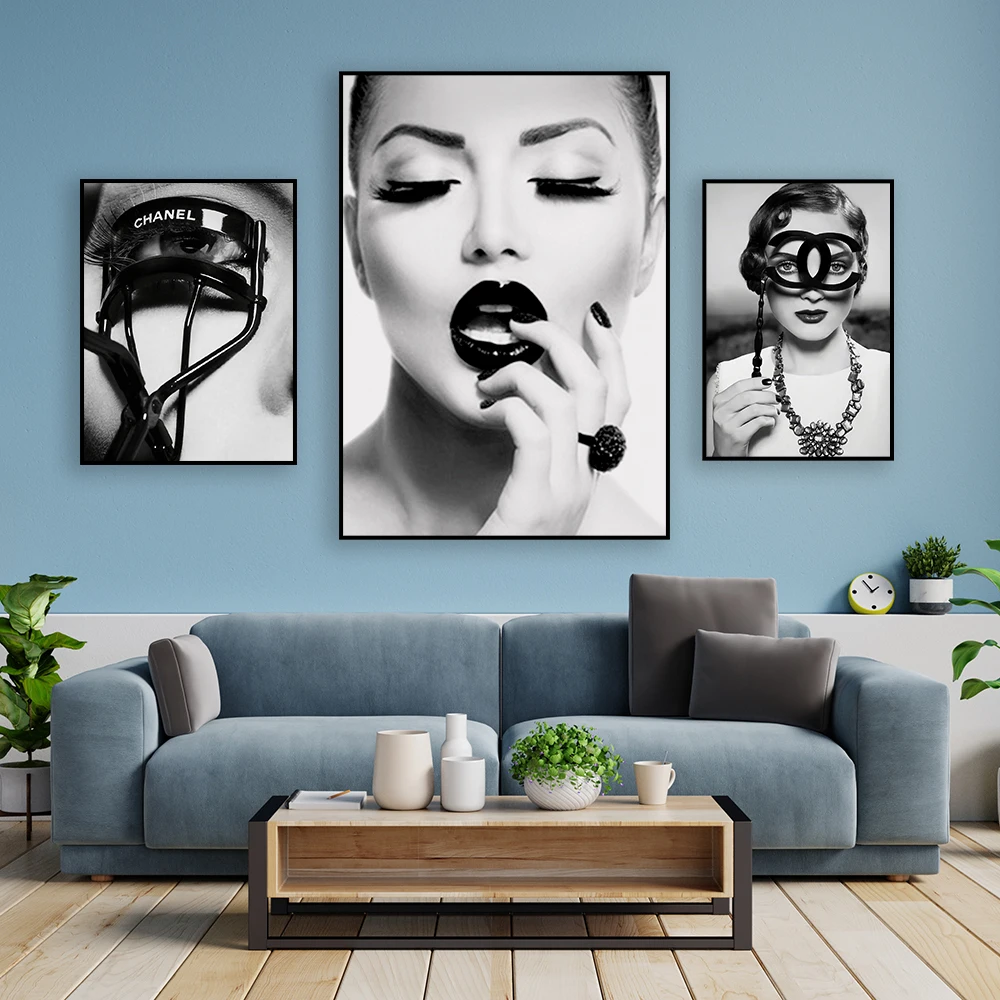 

Fashion Model Print Canvas Painting Black and White Portrait Wall Art Poster Living Room Home Decoration Bar Walll Art Decor