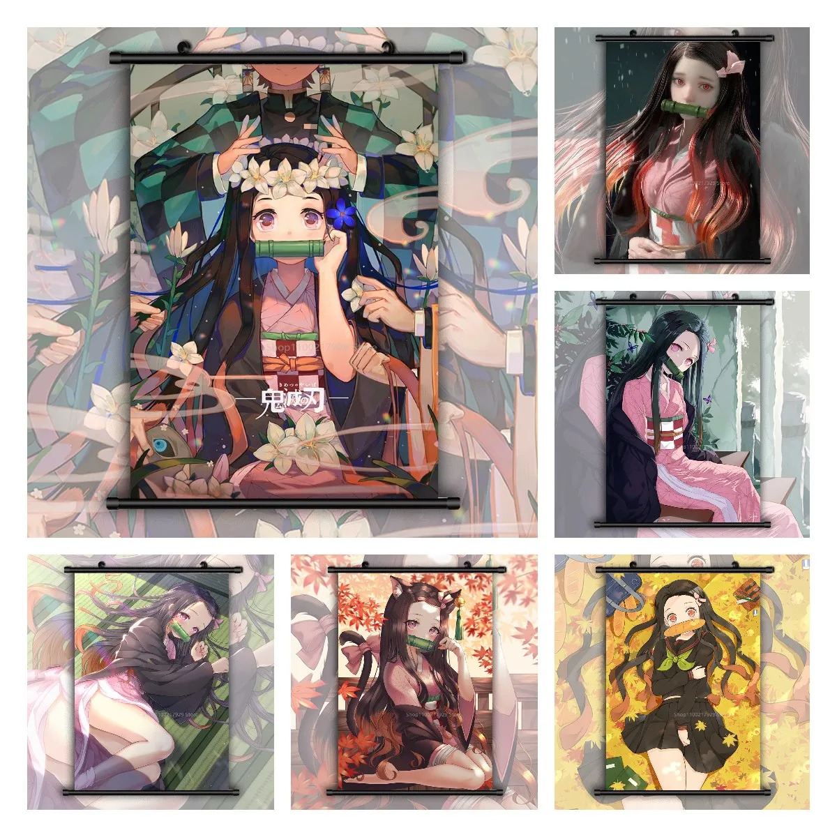 

DIY 5D Kimetsu no Yaiba Kamado Nezuko Anime manga wall Poster Scroll scroll painting to decorate bedroom