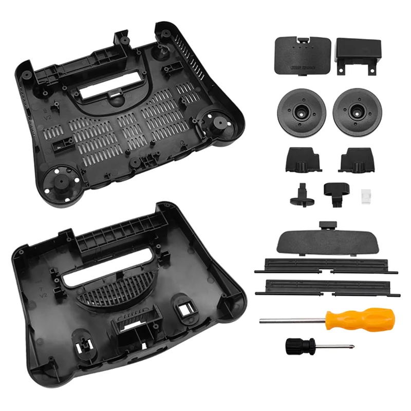 

Replacement Plastic Shell Translucent Case Compatible for N64 Retro Video Game Console Transparent Box (Black)