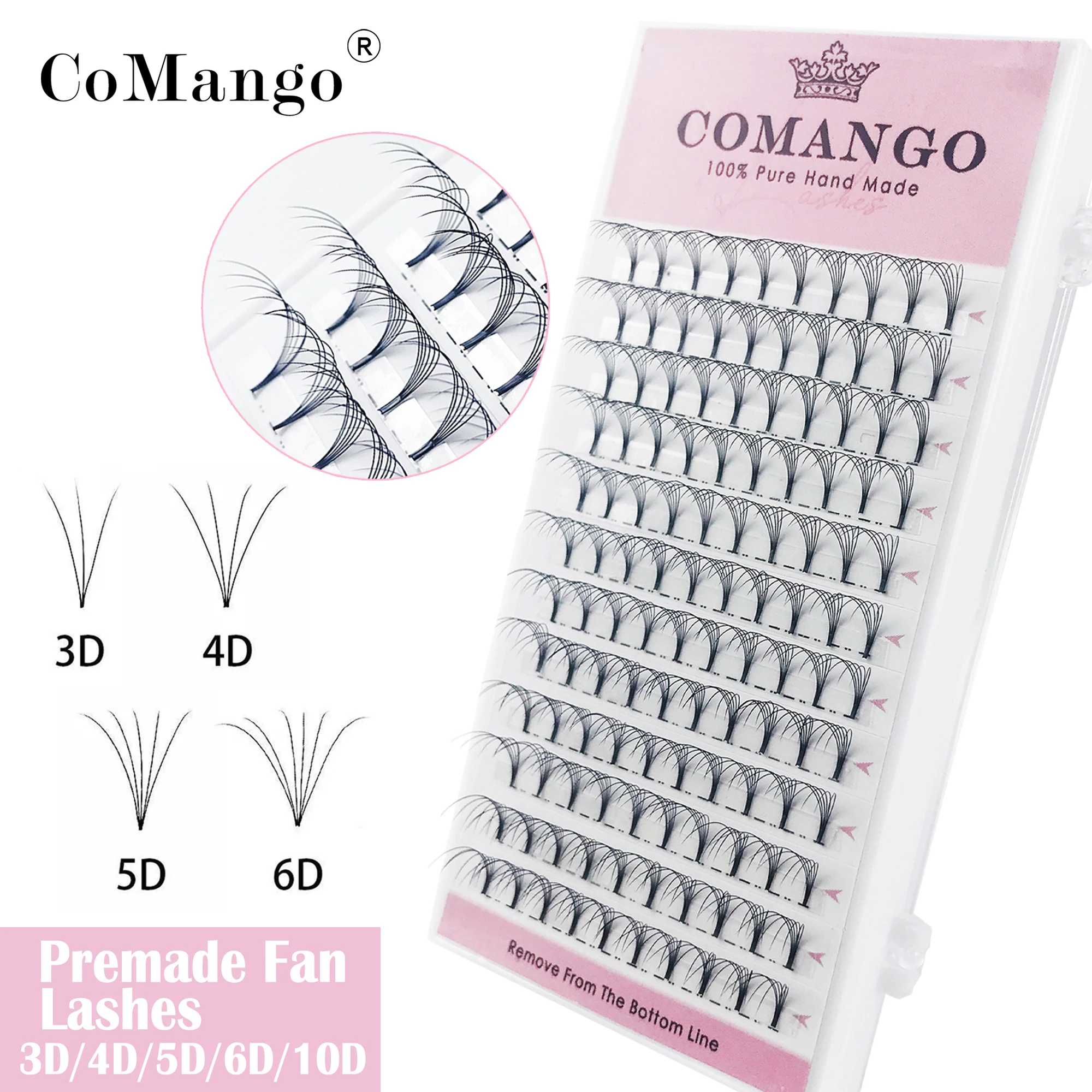 

Объемные ресницы CoMango Premade3D/4D/5D/6D, накладные ресницы с коротким стержнем, готовые веера, шелковые мягкие ресницы для наращивания, накладные н...