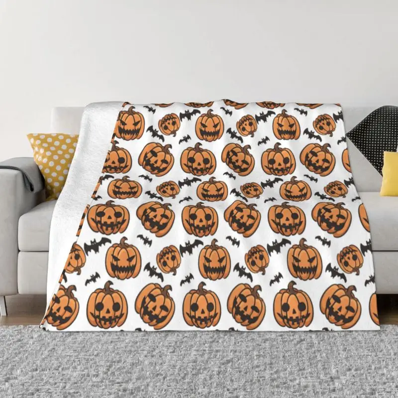 

Halloween Horror Pumpkin Harvest Ultra-Soft Fleece Throw Blanket Warm Flannel Blankets for Bed Car Couch Bedspreads