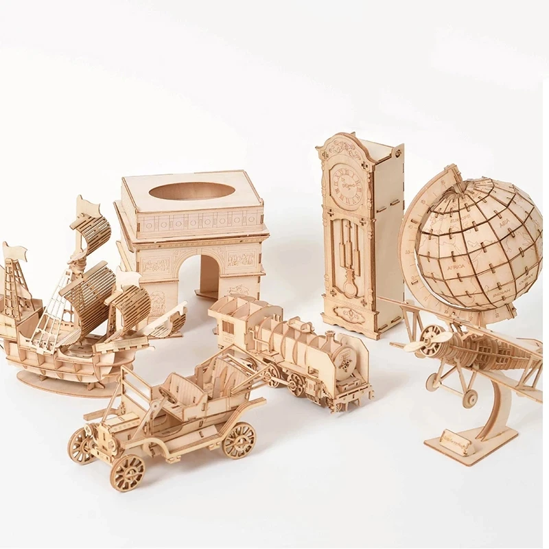 

3D Wooden Puzzle Toy Assembly Model Craft Kits DIY Biplane Drone Airplane Piano Car Animal Toy Desk Decoration Kid Handmade Toys