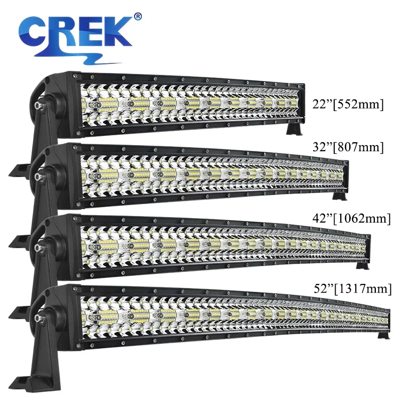 

CREK 12V 24V IP68 3-Row LED Light Bar Curved Off-Road Driving Work Lightbar for Car Niva Lada Truck 4x4 4WD Jeep ATV Boat Kia