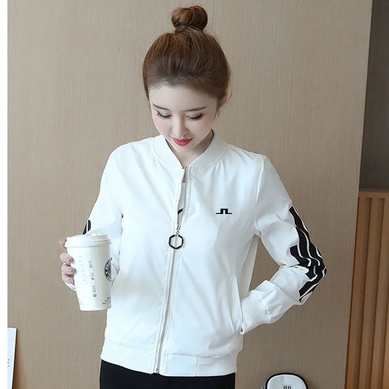 Embroidery Women Golf Jacket Baseball Uniform Spring Summer Korean Fashion V-neck Zipper Outdoor Ladies Casual Sport Golf Wear