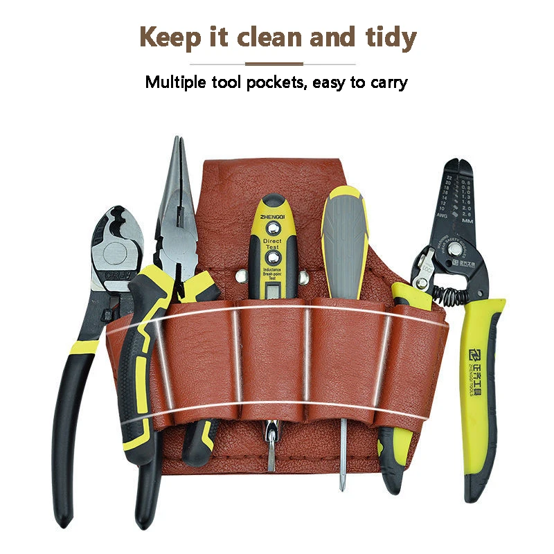 

Full Grain Leather Multifunctional Tool Pouch Tool Holder Electrician Bag Waist Storage Garden Wrench Screwdriver Organizer