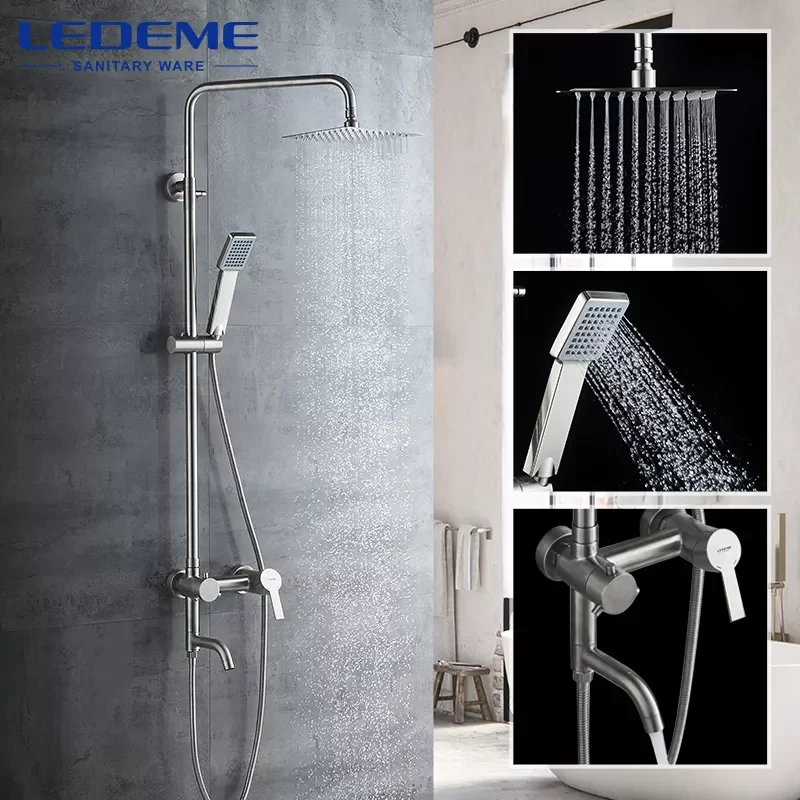 

Shower Faucet Bathroom Rainfall Bath Shower Cabin Mixers Swivel Bath Spout Waterfall Stainless Steel Tap Faucets L72401