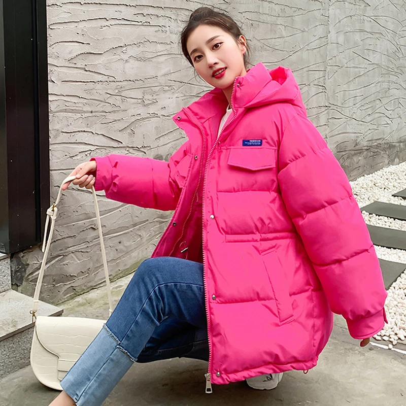 Korean Fashion Female Clothing Hooded Coat Coats Woman Winter 2022 New Feather Down Cotton Parka Casual Warm Thick Jacket