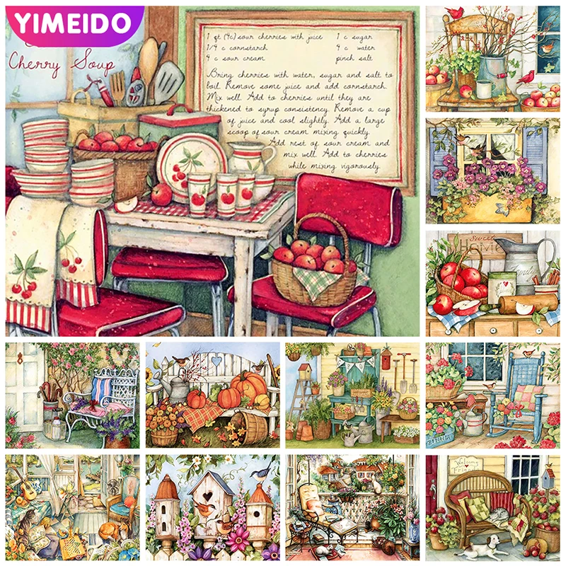 

YIMEIDO Рисование по номерам, рисование фруктов на холсте, ручная роспись, рисование, художественные подарки, DIY картины по номерам, Декор для до...