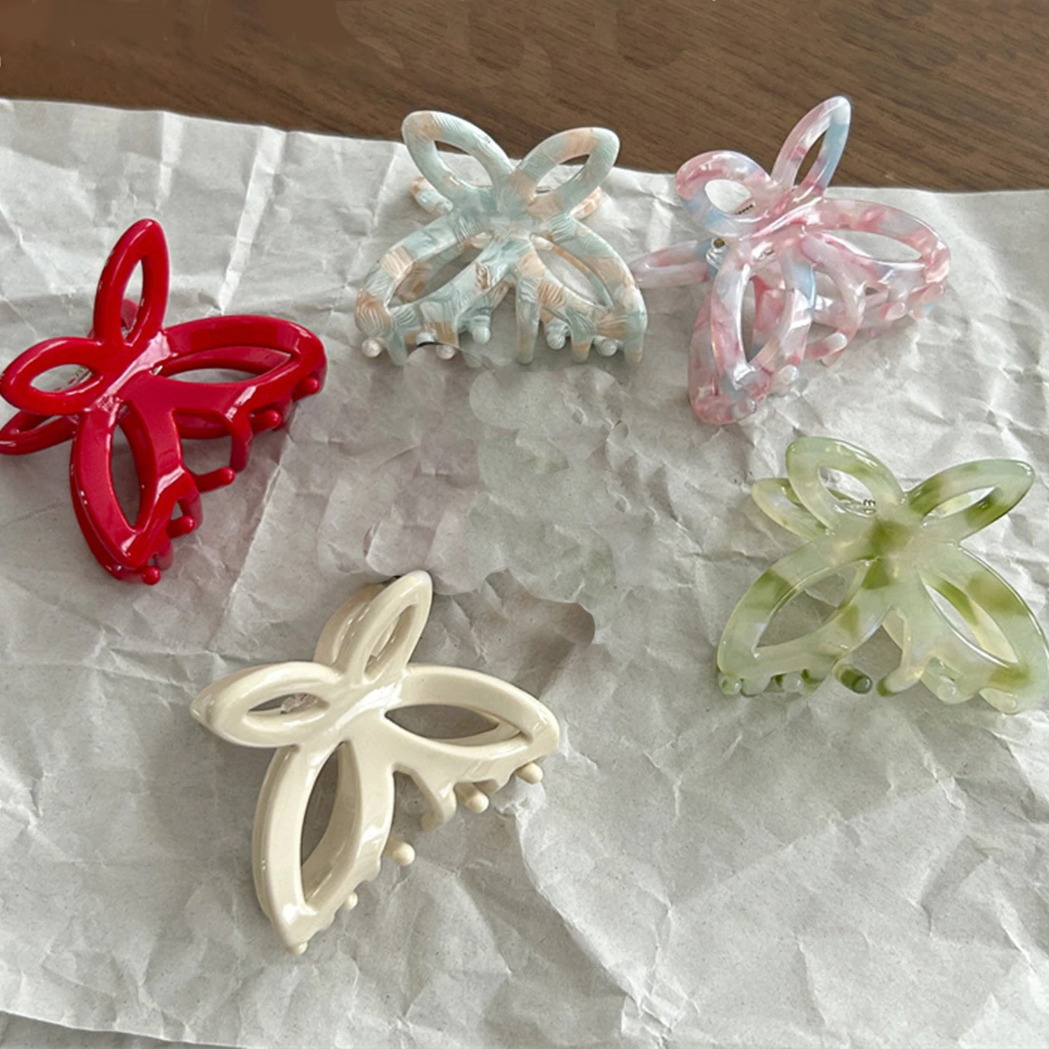 

5Pcs French Vintage Hollow Butterfly Clasp Clip Acetic Acid Small Hair Clasp Clip Women's Broken Hair Clip Hairpin Accessories