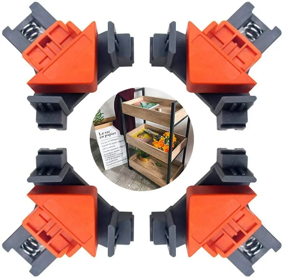 

4 pcs 90 Degree Right Angle Clamp Adjustable Swing Corner Clamp Clip Holding Corners for Welding Wood-Working Drilling
