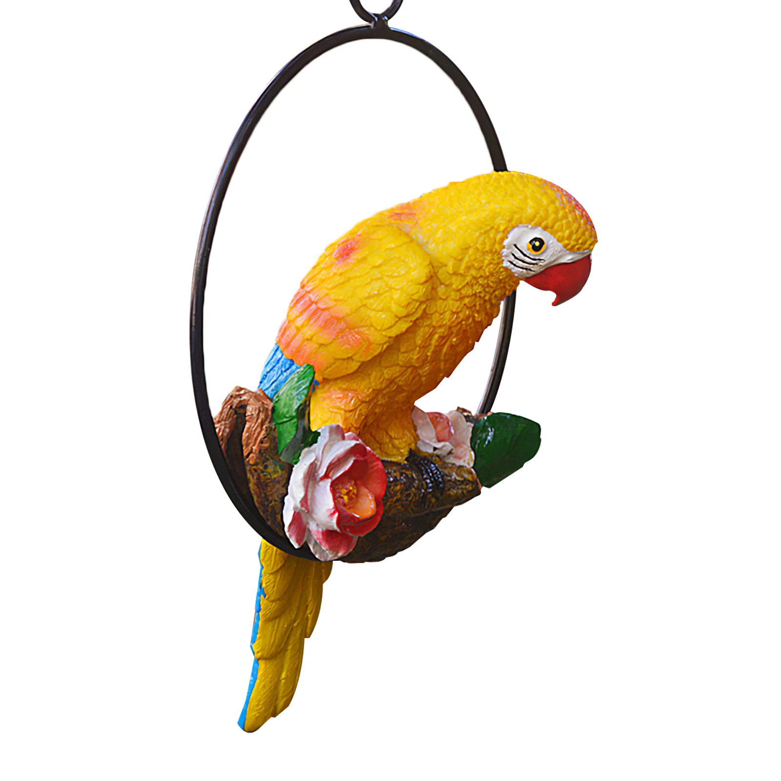 

Подвесное железное кольцо, подвеска в виде попугая, для сада, двора, дерева, садоводства, птицы, модель из смолы, поделки для In/Outdoor, украшение ...
