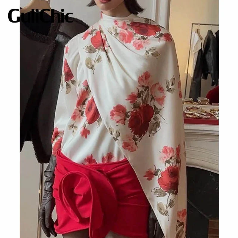 10.23 GuliChic подиумная модная элегантная рубашка с принтом розы для женщин шикарная