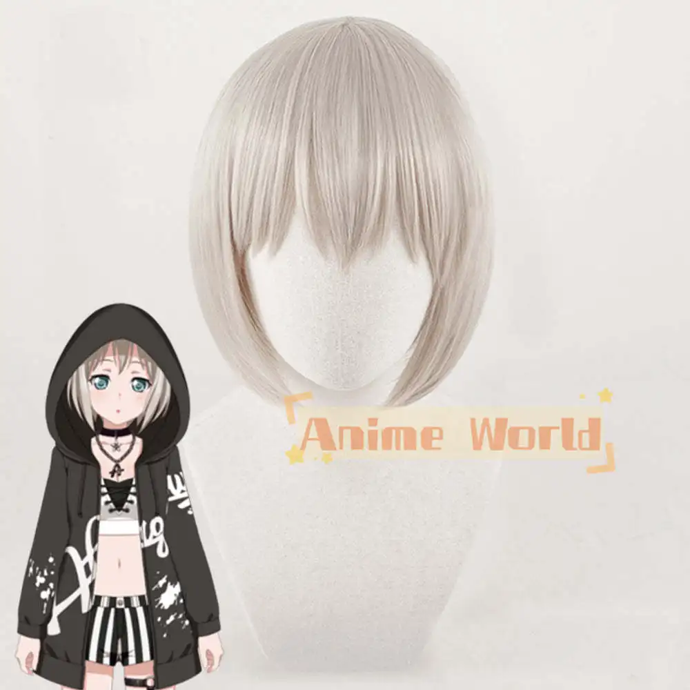 Взгляд! Серый парик для косплея Aoba Moca