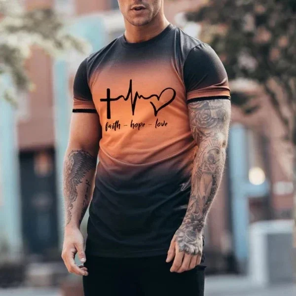 Мужская футболка с коротким рукавом круглым вырезом и 3D-принтом