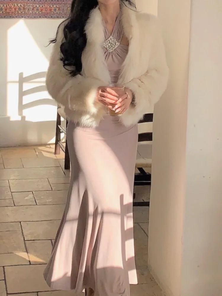 Элегантное платье миди с лямкой на шее женские Облегающие юбки-годе вышивкой