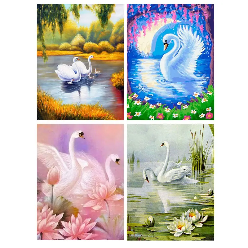 

New Collection Swan Diamond Painting Art Kits Home Decor Embroidery 5d Diamond Mosaic Cross Stitch Decorative Paintings