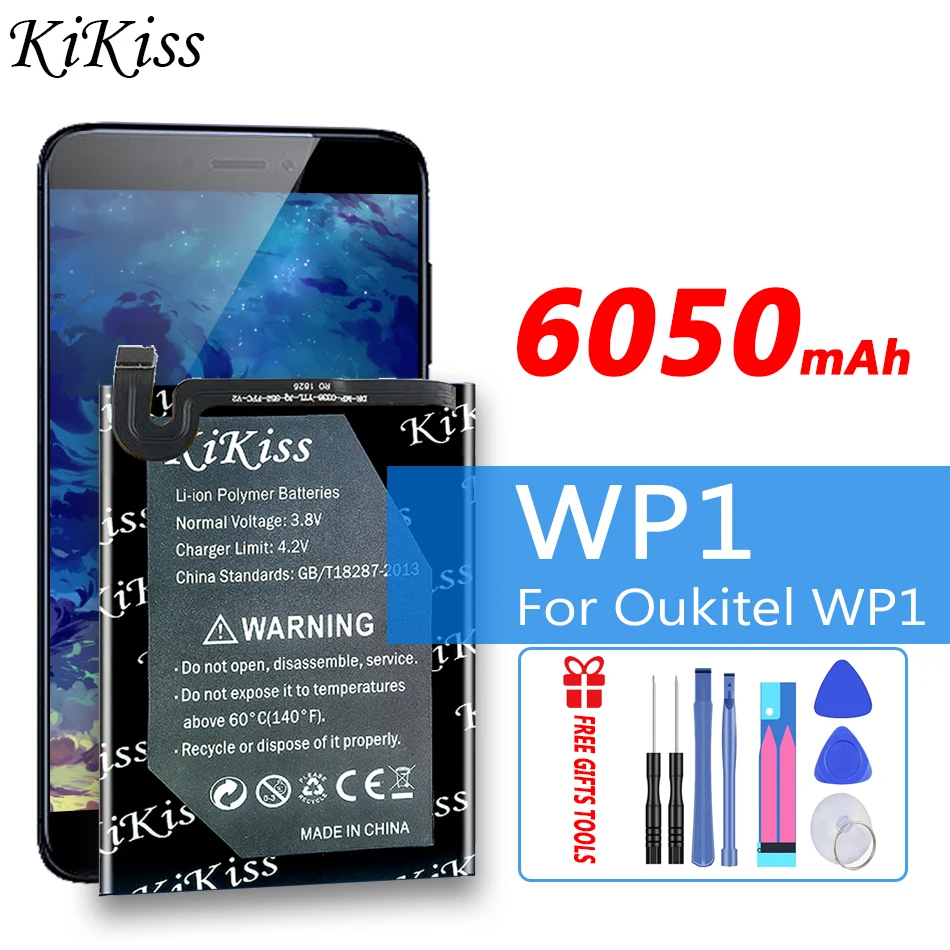 

Перезаряжаемый аккумулятор KiKiss 6050 мАч для смартфона Oukitel WP1 5,5 дюйма MTK6763, мобильные аксессуары большой емкости