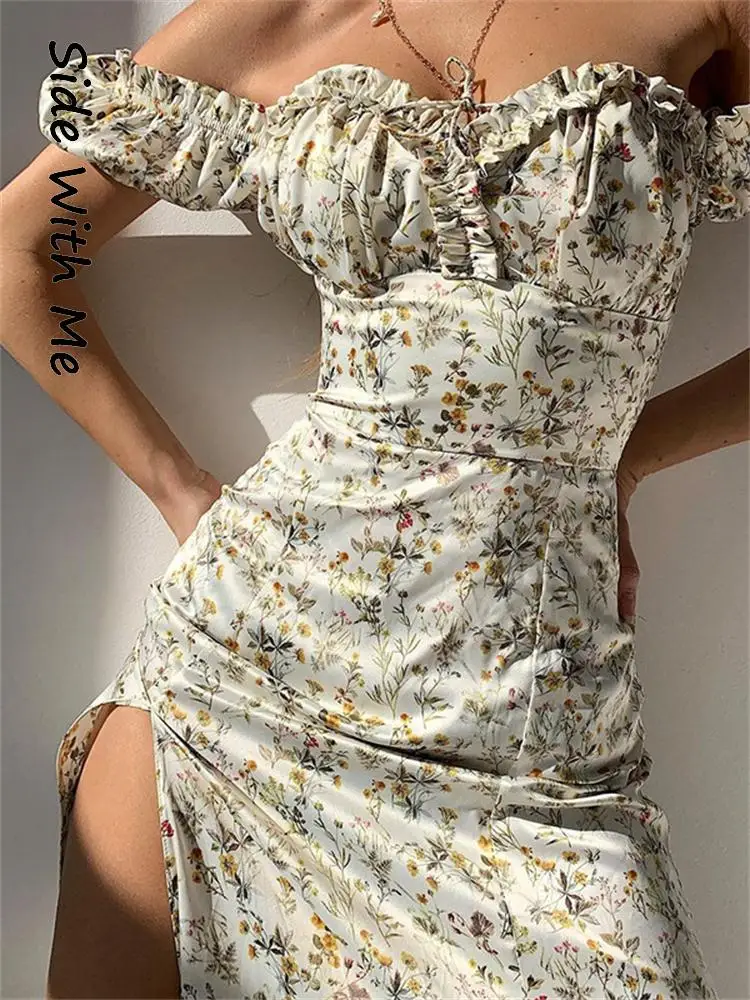 

Side with Me 2022 летние сексуальные женские платья миди с цветочным принтом и принтом вечерние элегантные цветочные женские платья с открытыми пл...