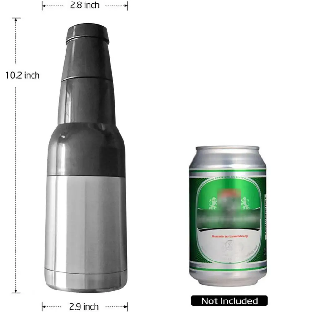 

Stainless Steel Beer Bottle Can Cooler 3 In 1 Portable Double Wall Vacuum Insulated Beer Cold Keeper Bottle Holder With Opener