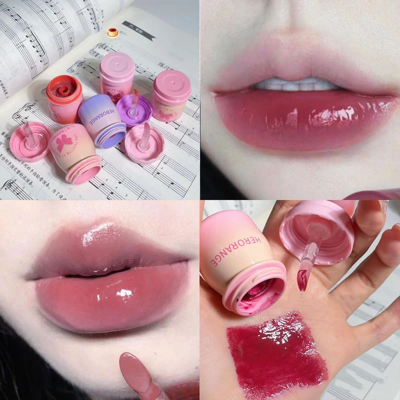 

Canned Lip Tint Moisturizing Lipstick Mirror Lip Gloss Waterproof Long Lasting Clear Glass Lip Korea Makeup Cosmetics