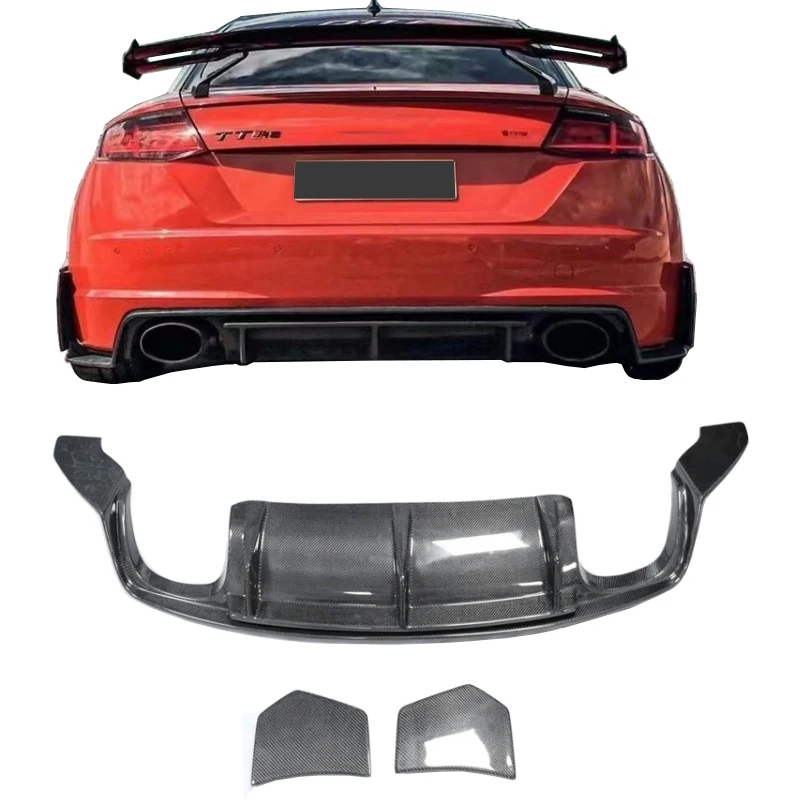 

For Audi TT MK3 standard TTS 2015 2016 2017 2018 2019 rear diffuser real carbon fiber rear bumper diffuser lip spoiler