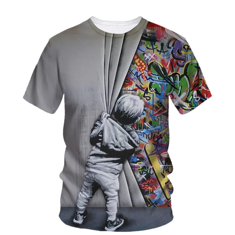 

2023 горячая Распродажа модная 3D оригинальная уличная футболка с принтом граффити Harajuku женские Y2k топы повседневная одежда с круглым вырезом футболки унисекс