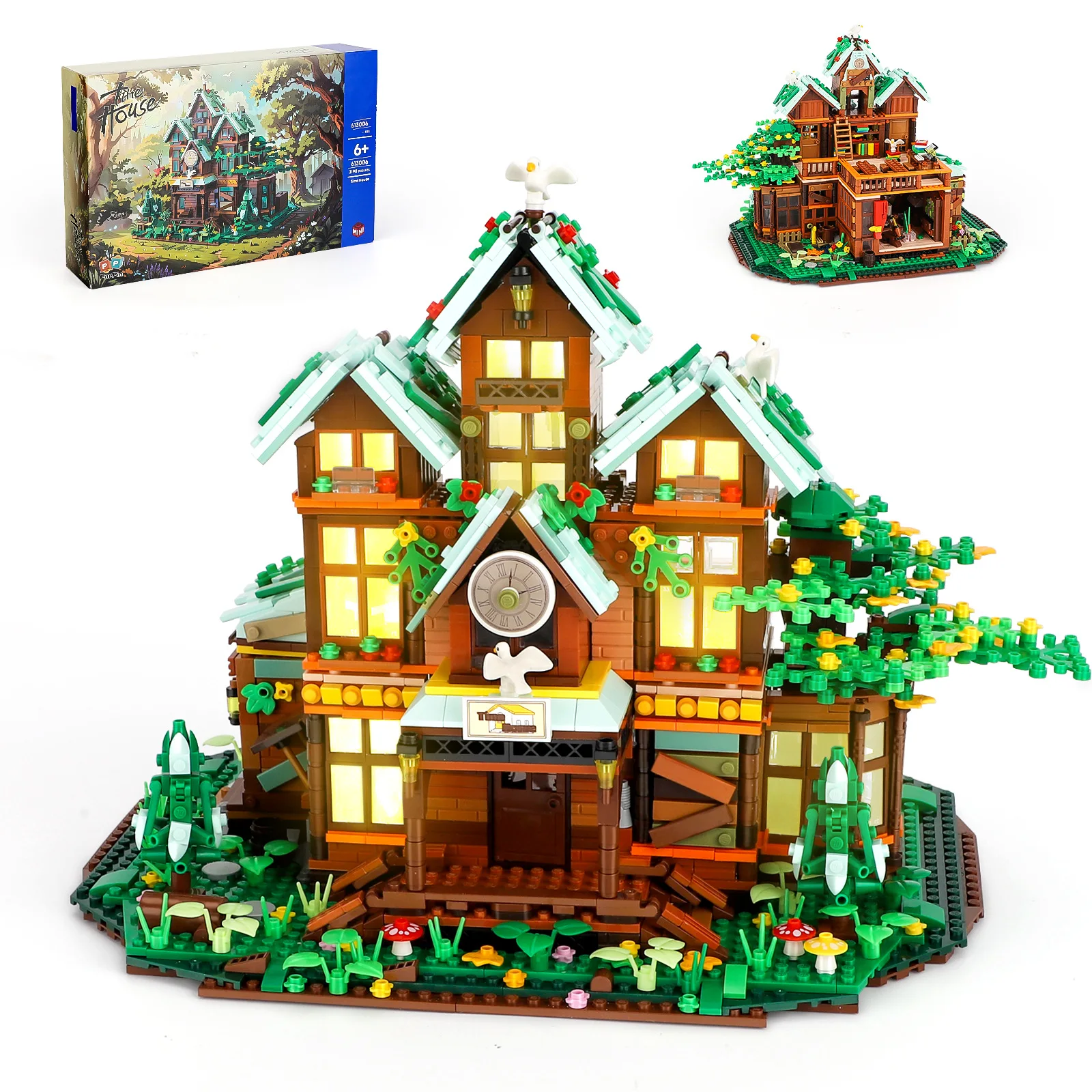 Фото Совместимый набор строительных блоков Lego, деревянный дом, светильники, лесной сад, мини-игрушки, подарки для детей, взрослых, мальчиков и девочек №1