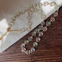 korean temperament simple retro color love heart beads chain necklace trend 2022 new collarbone chain collar