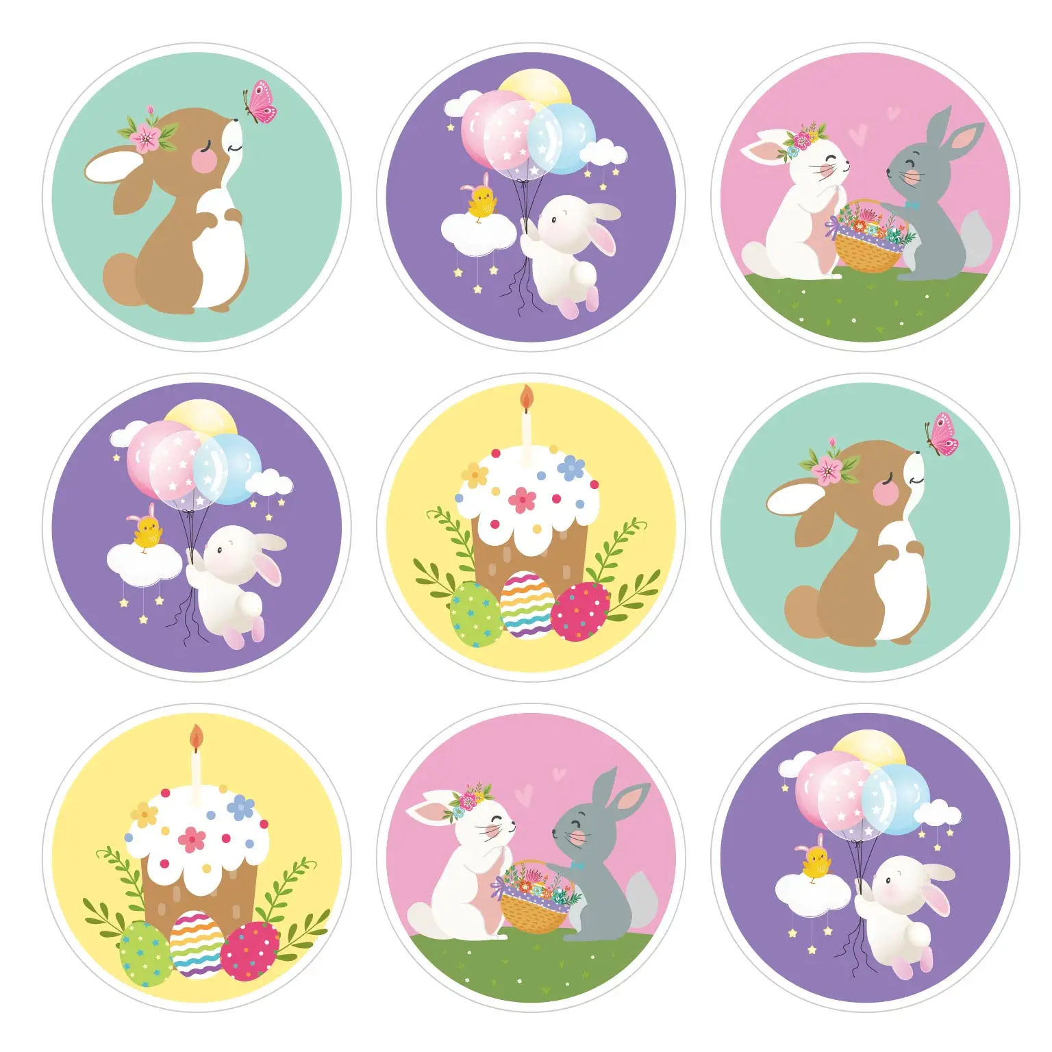 

KK076 180 шт. счастливая Пасхальная фотография, милые наклейки для украшения торта, детской пасхальвечерние, подарков, сумок, коробок, декоратив...