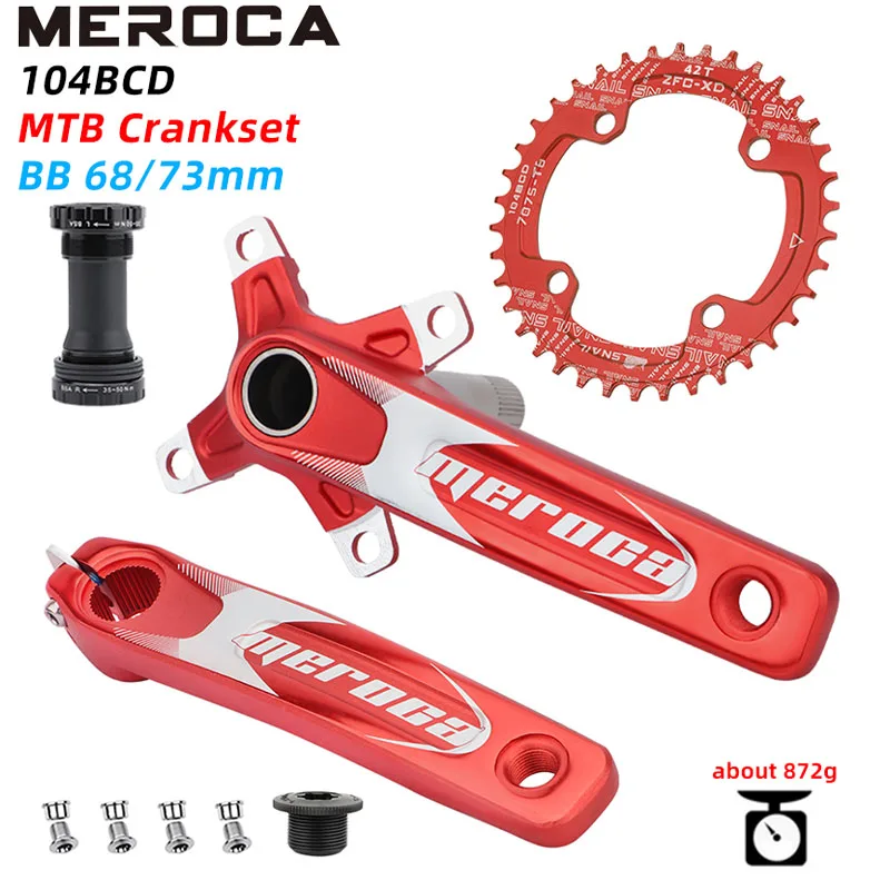 

MEROCA Mountain Bike Crank Sprocket 104BCD Crank Set 32/34/36/38/40/42T Sprocket 170mm Crank with Bottom Bracket Crank Set