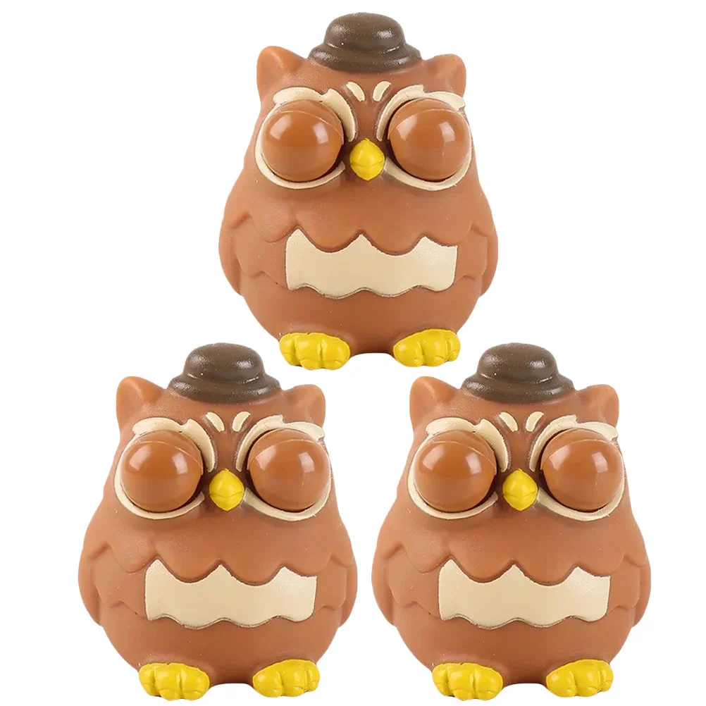 

3Pcs Eye Popping Stress Toy Owl Stretchy Toys Cartoon Animal Squeeze Plaything