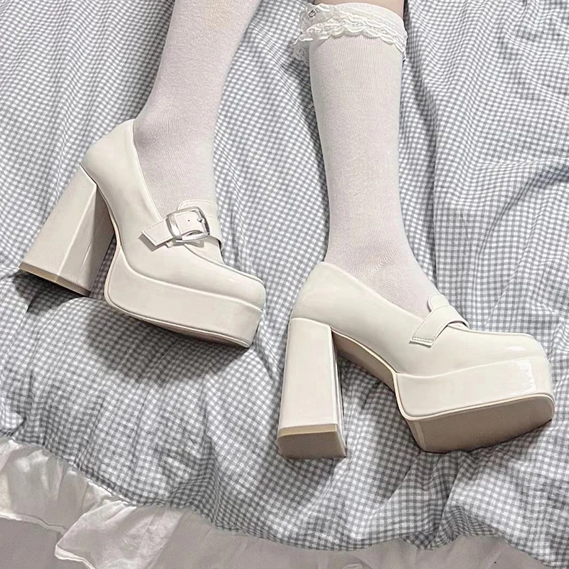 

Туфли-лодочки женские на массивной платформе, высокие, квадратные, без застежки, классические, офисные
