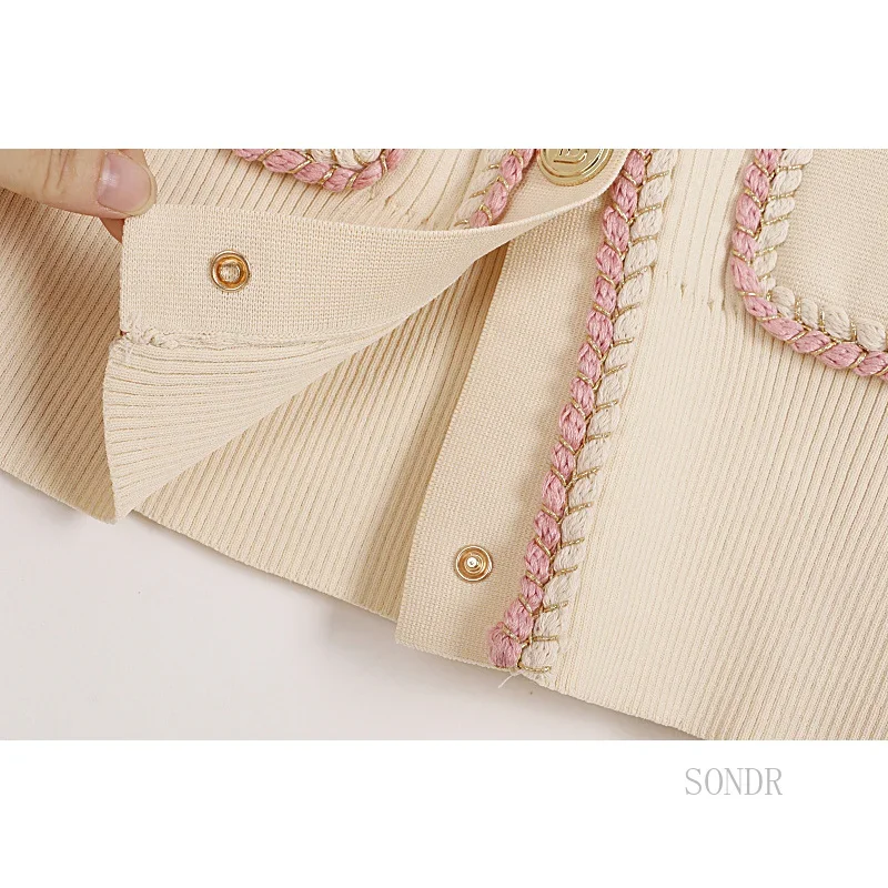 Женский укороченный кардиган подиумный Розовый однобортный Укороченный с