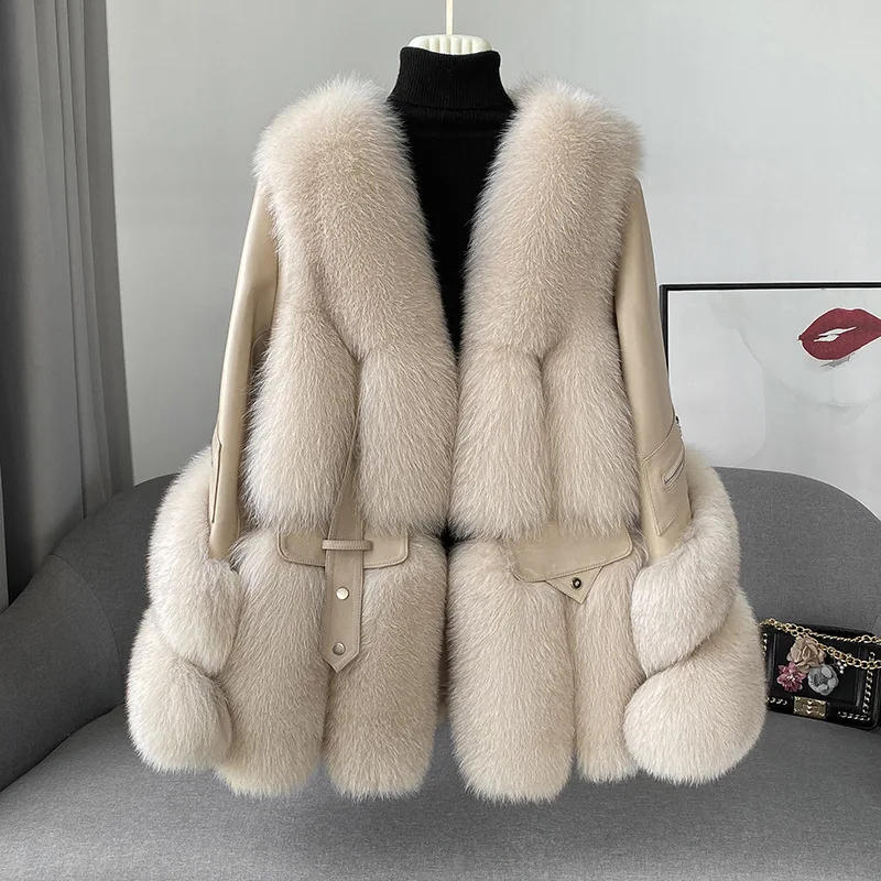 Fox Fur Coat Women's New Medium Long Young Fur Plus Fur Coat Winter Jacket Women