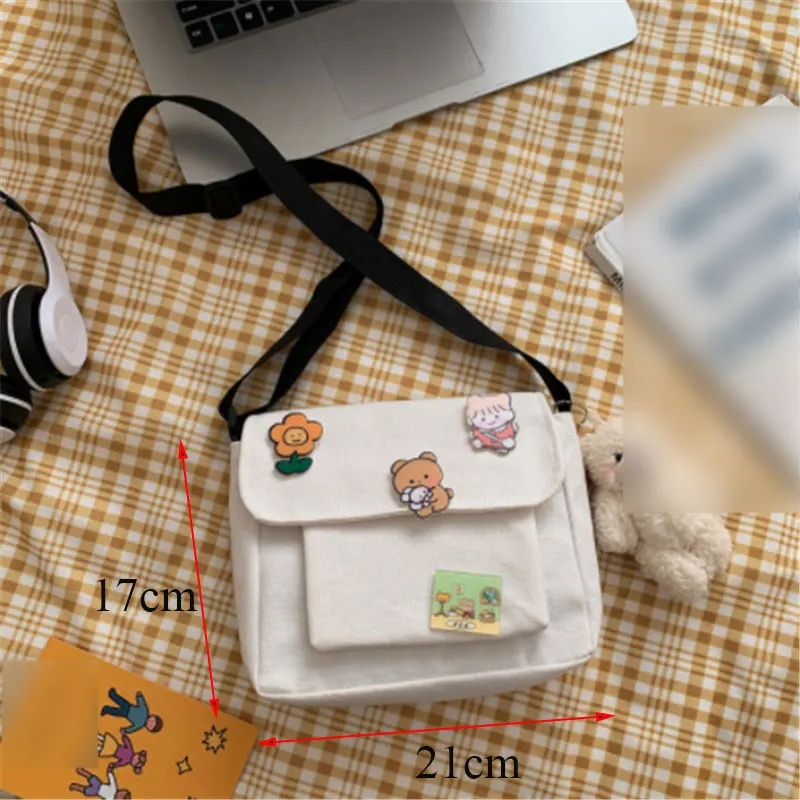 Crossbody Bags Women Canvas Flap-bag Students Casual Female Handbags  Single Shoulder Bag Korean Fashion Solid Messenger Bag