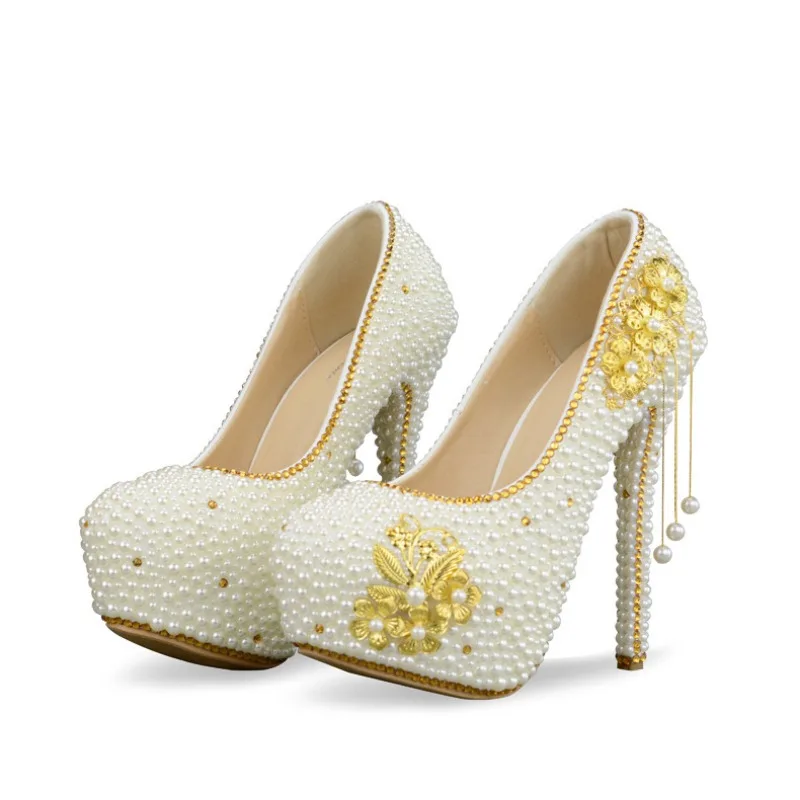 

Party Wedding Women Pumps PU 12CM Thin High Heels Pointed Toe ShallowSlip-On Rhinestone Shoes For Women White