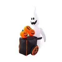 Halloween Inflatable LED Glowing Pumpkin Ghost Cart Decoration DIY Props Haunted House Supplies Lantern Yard Art Decor Mould