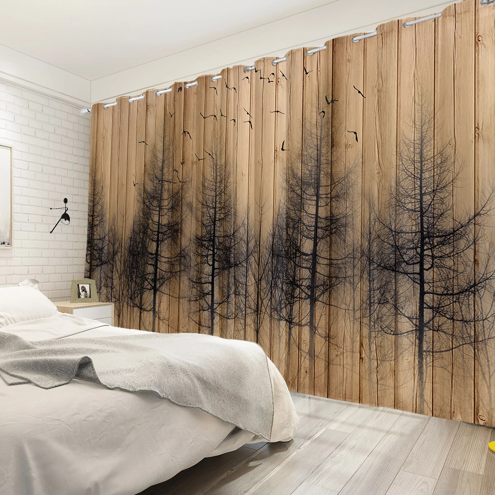 

Dead Trees Birds Painting 3D Blackout Curtain Bedroom Blinds for Windows Living Room Bedroom Treatment Cortinas Sunshade Drapes