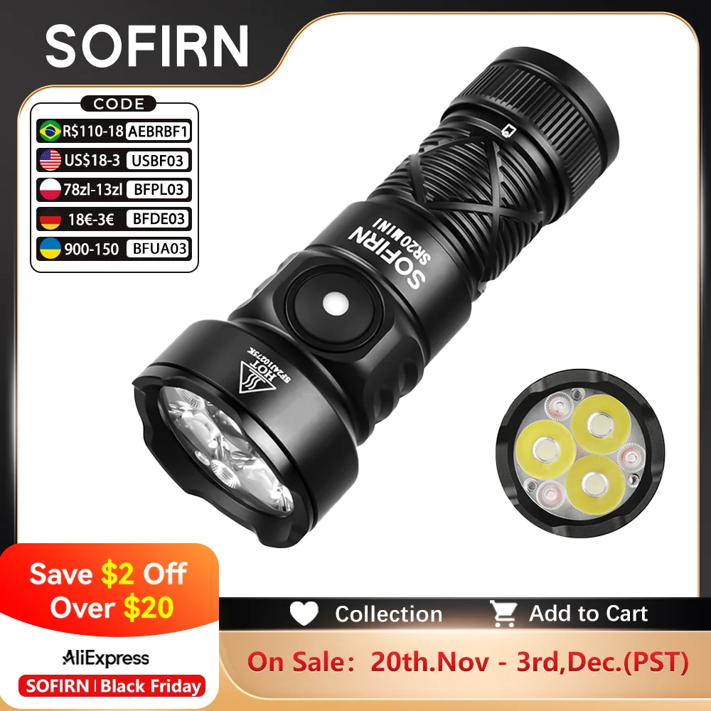

Sofirn SR20 MINI Фонарик Белый и Красный 1200лм