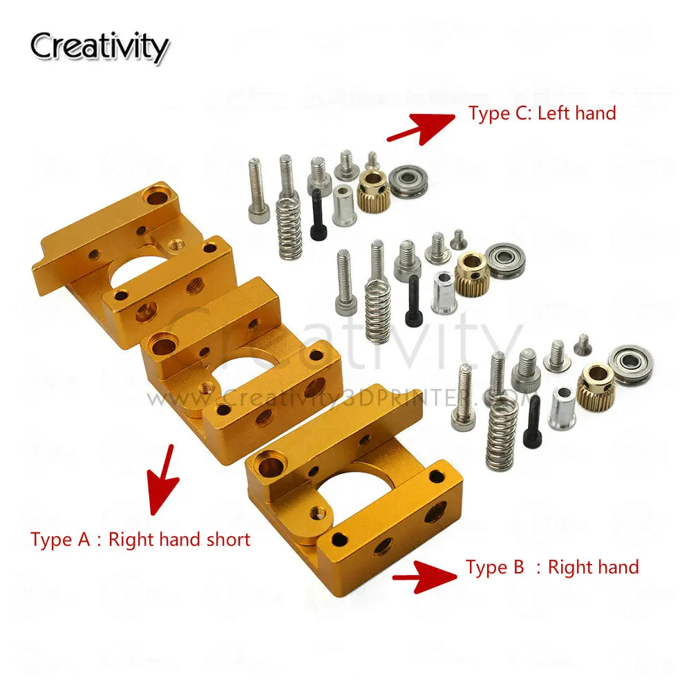 

Aluminum Alloy Block MK8 Extruder For Makerbot 1.75mm Filament 3D Printers Parts Extrusion Right Left Short Hand Part DIY Kit