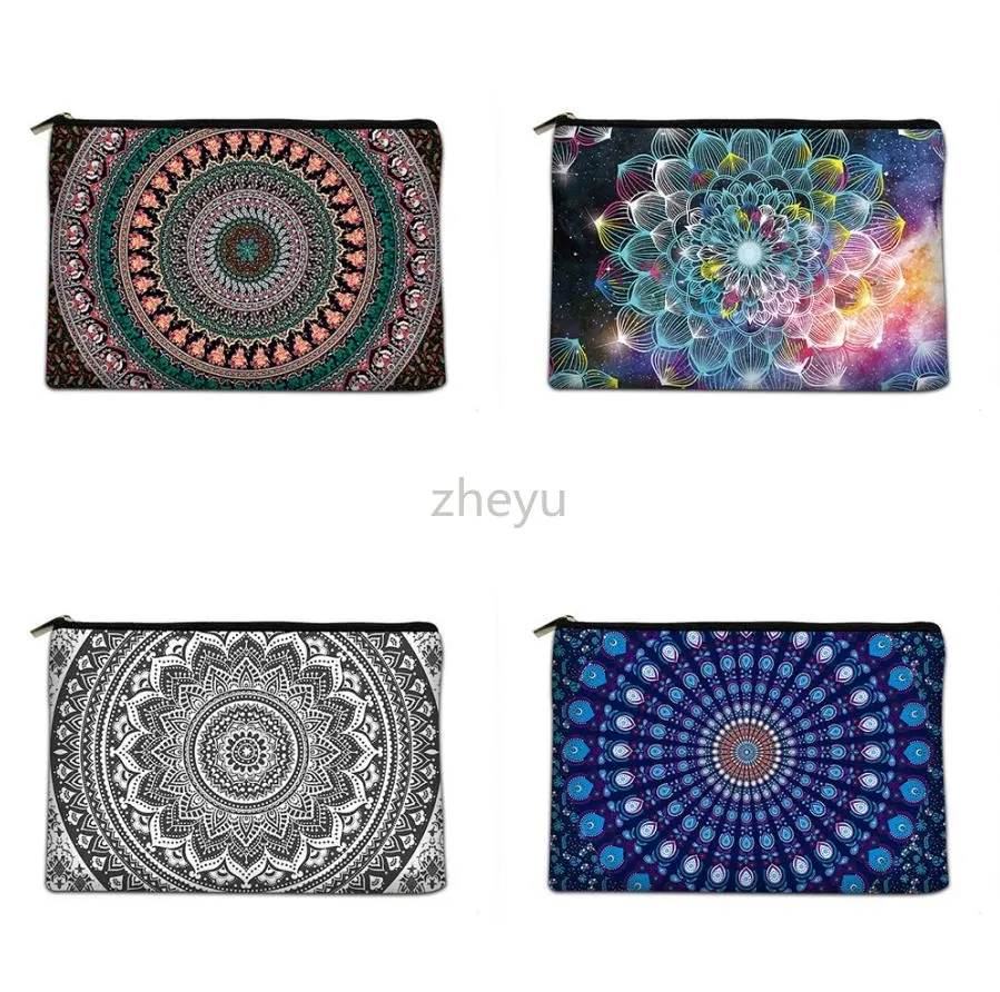 

Round Kaleidoscope Pattern Clutch Toiletry Storage Bag Ladies Cosmetic Bag Bank Card Holder