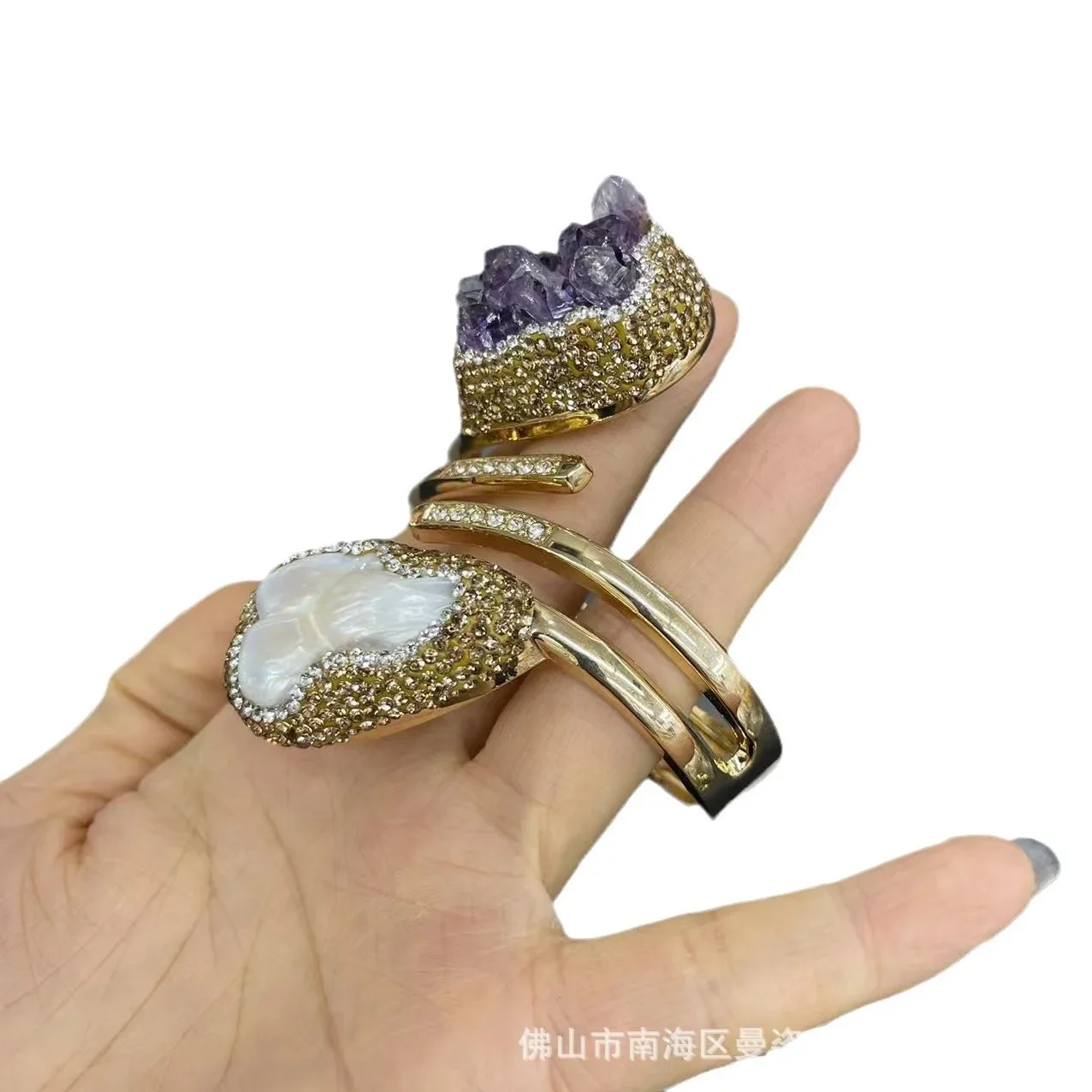 Натуральный ювелирный аметистовый браслет Uruguayan с жемчугом в стиле барокко Лидер