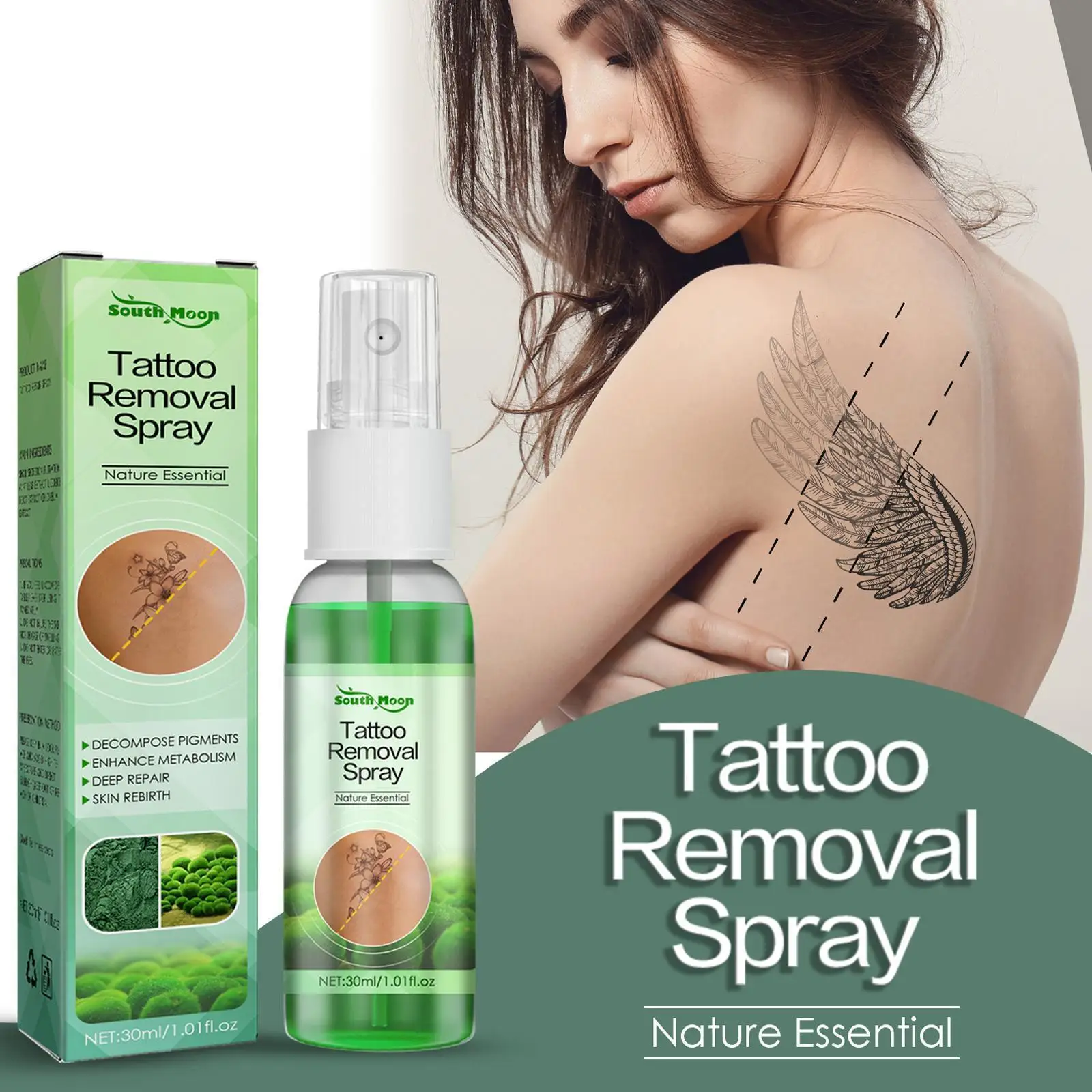 

Средство для удаления татуировок с зелеными водорослями, спрей для татуажа бровей, средство для удаления следов, быстродействующий маркер ...