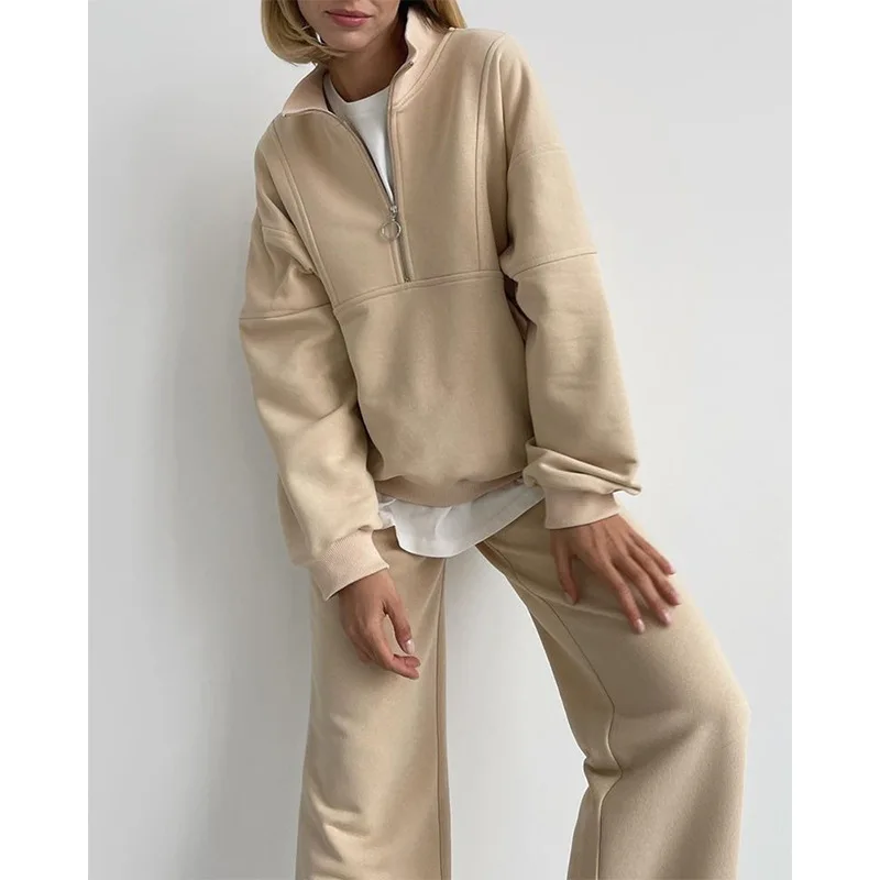 

2 Pieces Set Women Knitted Tracksuit Sweater + Harem Pants Pullover 2022 Sweater Set Turtleneck Long Sleeve Zipper Clothes Suit