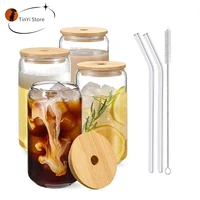 550ml400ml bubble tea glass cup with lid and straw transparent juice glass beer can milk mocha cups breakfast mugs drinkware